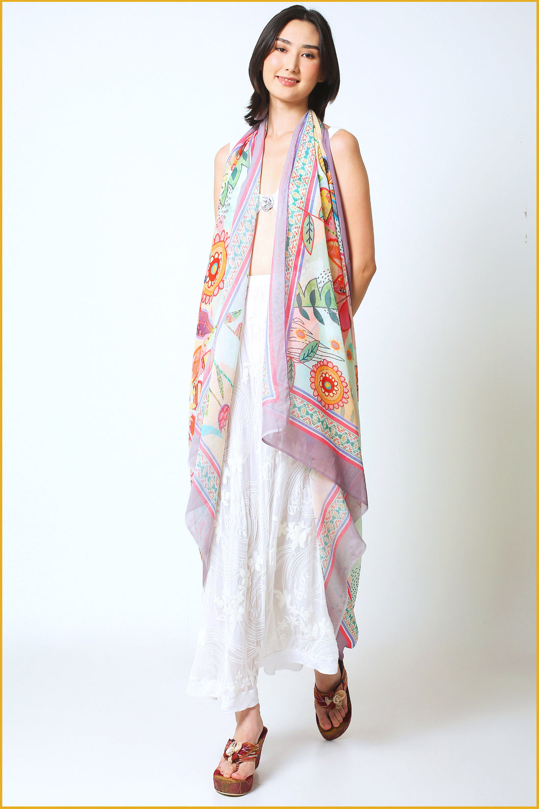 Anemone - Georgette Digital Print Shawl (7424833716420)