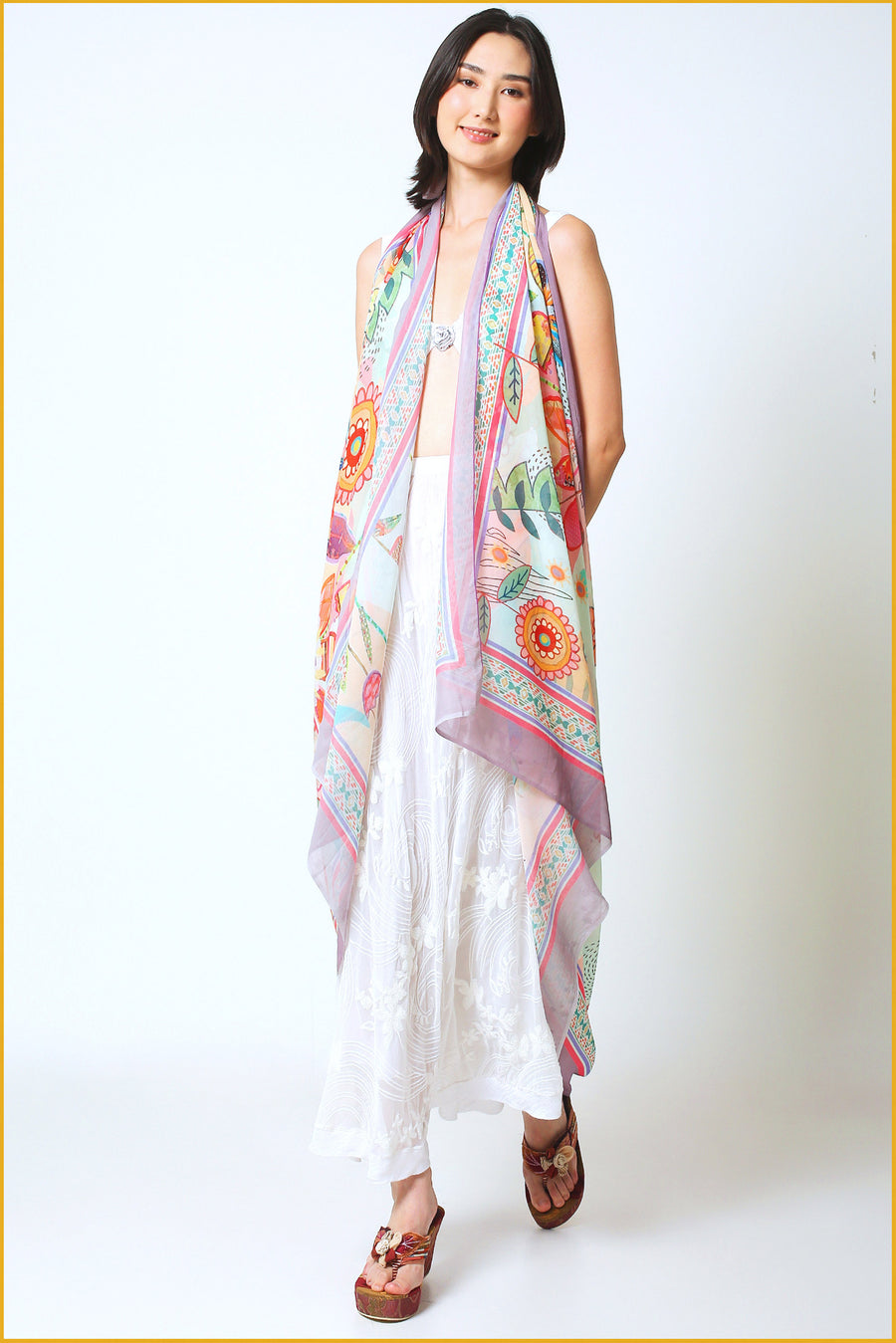 Anemone - Georgette Digital Print Shawl (7424833716420)