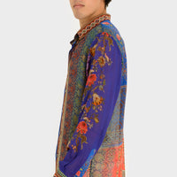 Barney - Original Tribal Print Rayon Digital Georgette Shirt With Hand Carved Bone Buttons (7389345906884)