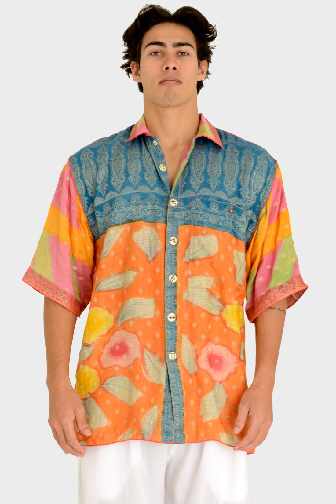 Freddy - Hand Cut Silk Digital Print Shirts With Hand Carved Bone Buttons (7389350166724)