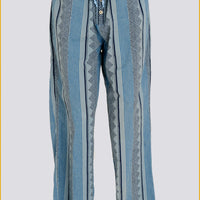 Colvert - Cotton Voile Block Print Long Pants with Hand Carved Bone Buttons (7424871923908)