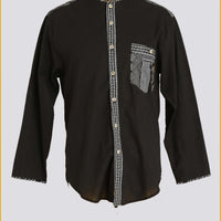 Dickie - Cotton Voile Block Print Shirt with Hand Carved Bone Buttons (7424845873348)