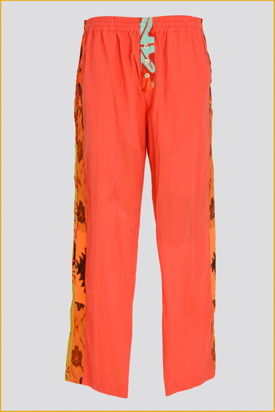 Cairo - Cotton Voile Digital Print Long Pants With Hand Carved Bone Buttons (7390322065604)