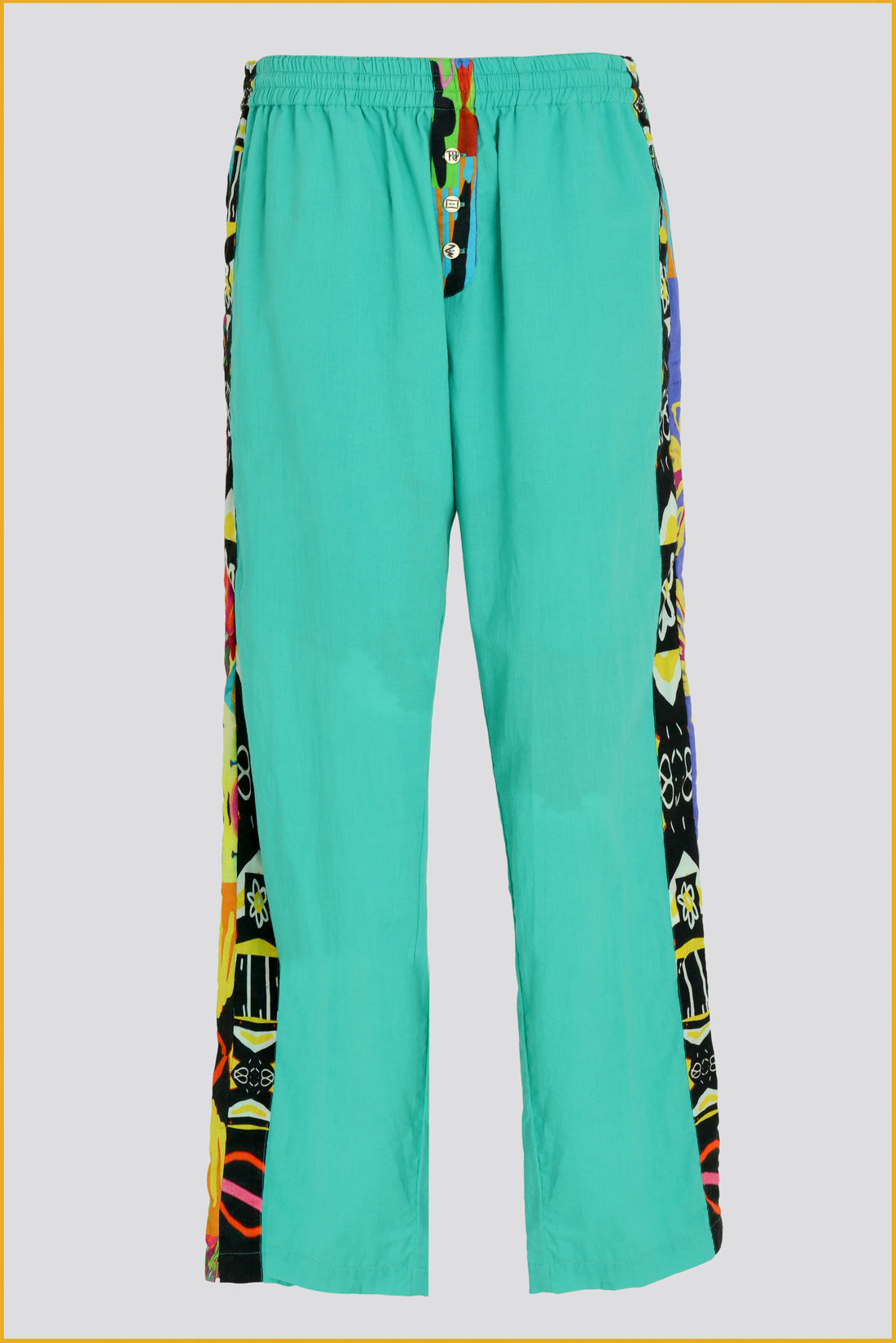 Cairo - Cotton Voile Digital Print Long Pants With Hand Carved Bone Buttons (7390322065604)