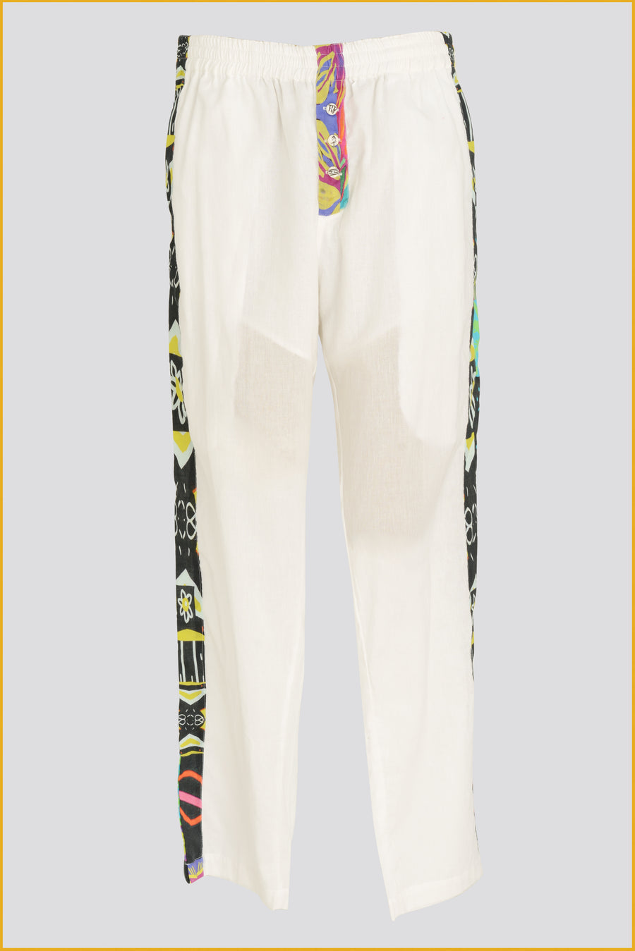 Cairo - Cotton Voile Digital Print Long Pants With Hand Carved Bone Buttons (7390322065604)