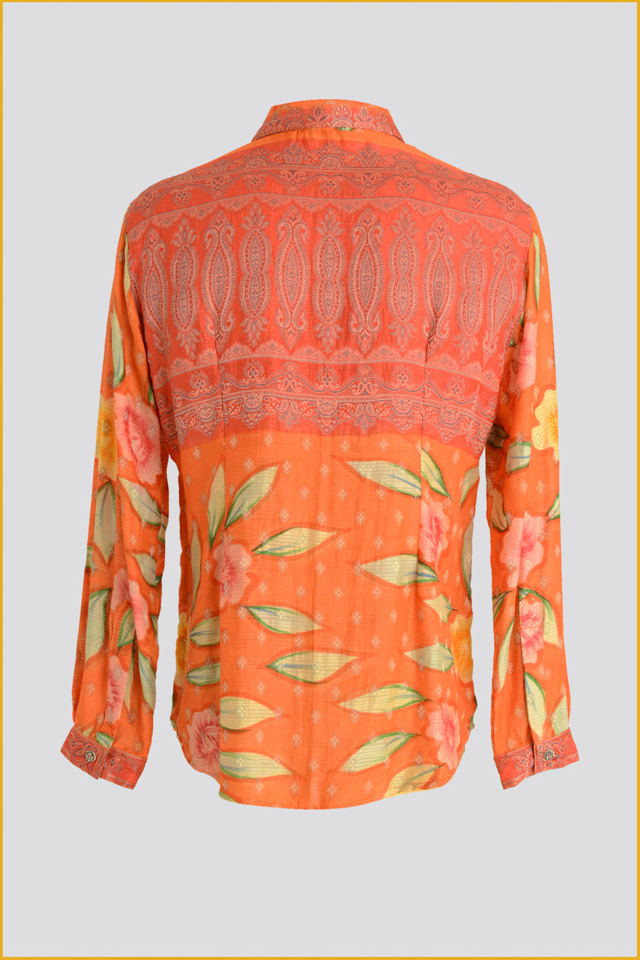 Sinclair - Hand Cut Silk Digital Print Shirt With Hand Carved Bone Buttons (7389346365636)