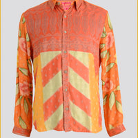 Sinclair - Hand Cut Silk Digital Print Shirt With Hand Carved Bone Buttons (7389346365636)