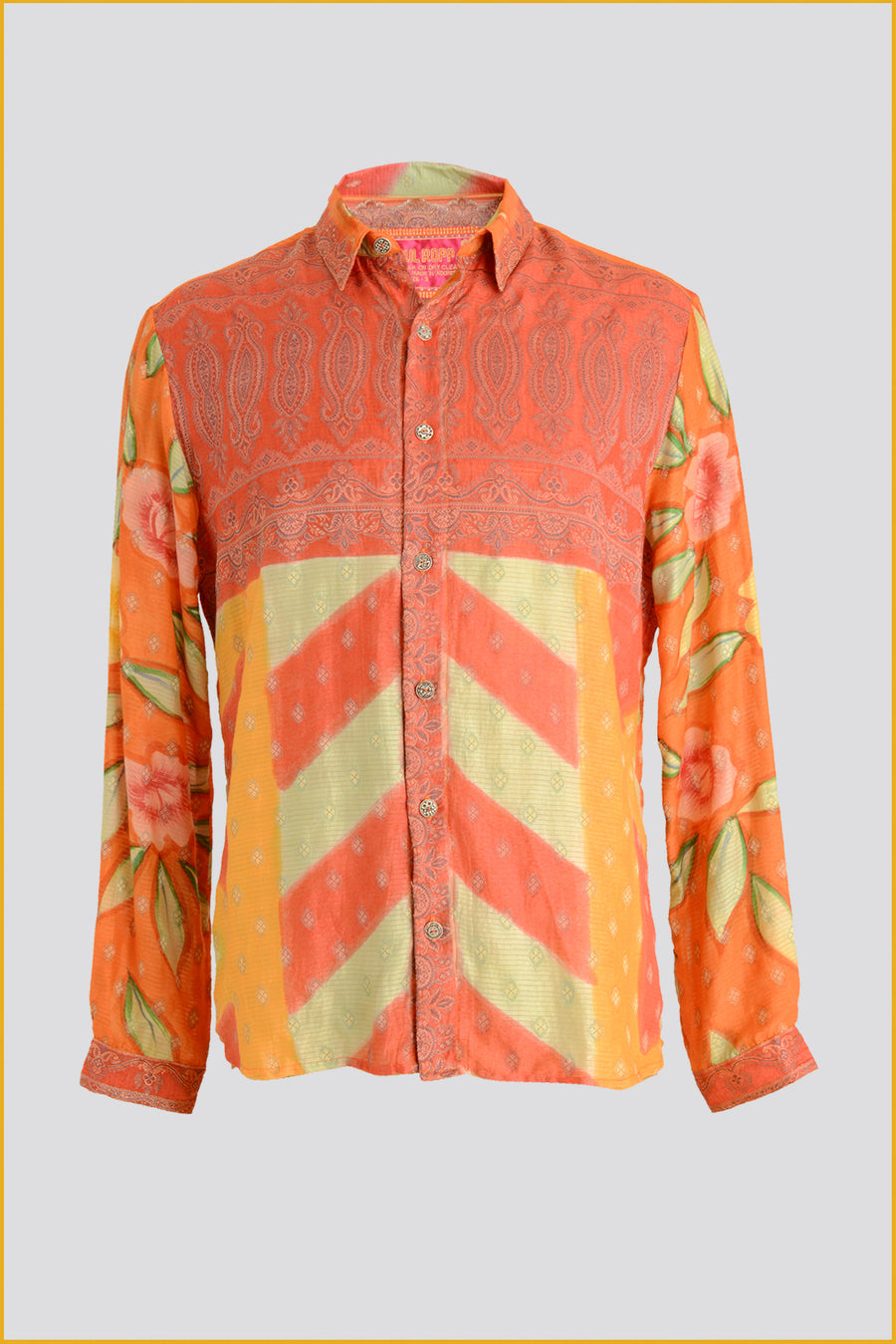 Sinclair - Hand Cut Silk Digital Print Shirt With Hand Carved Bone Buttons (7389346365636)