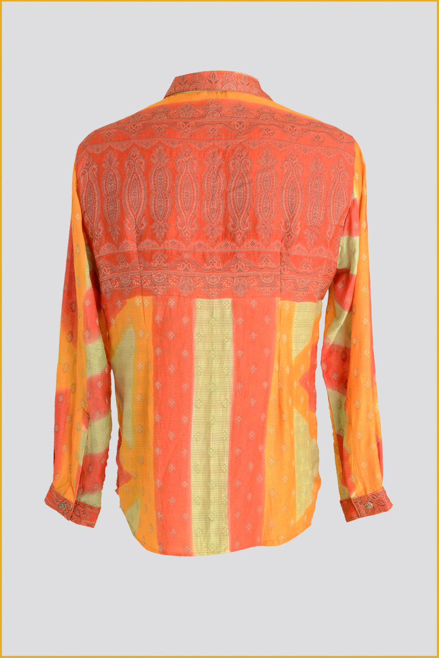 Sinclair - Hand Cut Silk Digital Print Shirt With Hand Carved Bone Buttons (7389346365636)