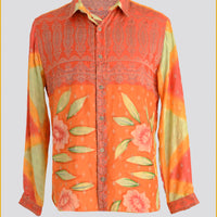 Sinclair - Hand Cut Silk Digital Print Shirt With Hand Carved Bone Buttons (7389346365636)