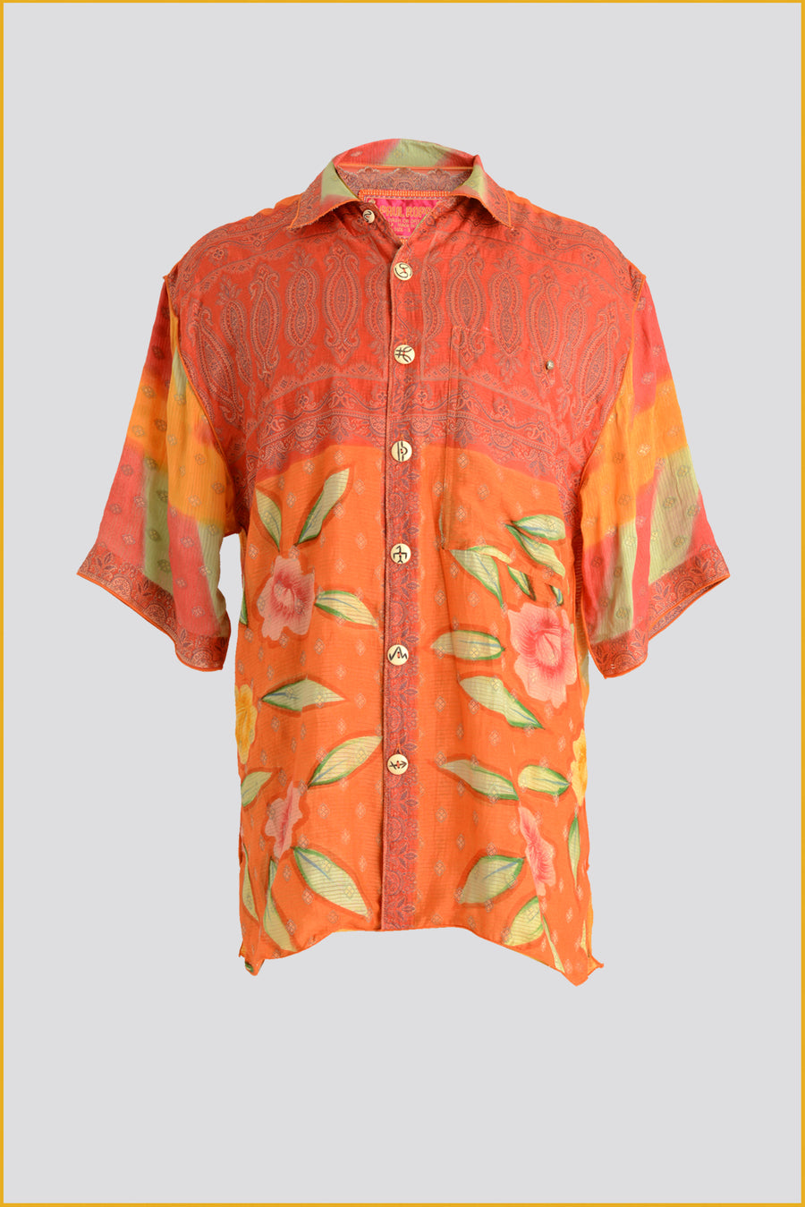 Freddy - Hand Cut Silk Digital Print Shirts With Hand Carved Bone Buttons (7389350166724)