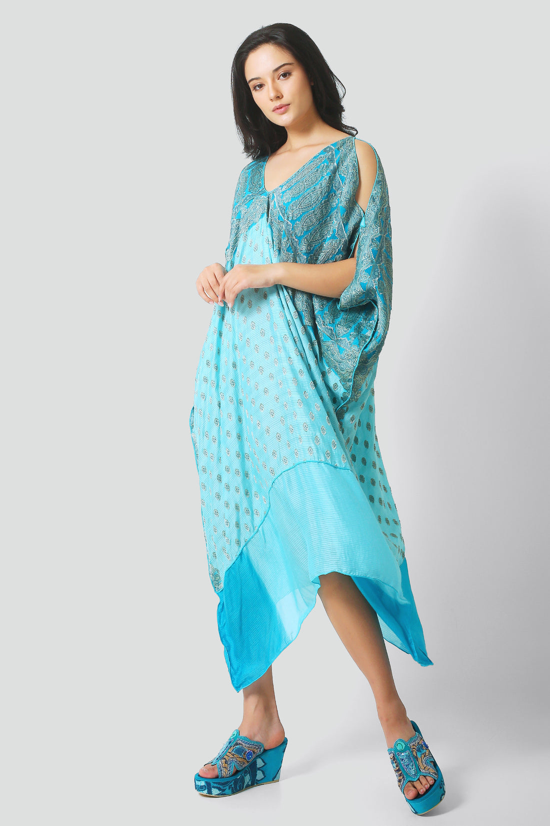 Safalina - Hand Cut Silk Degrade Long Dress (7120810475716)