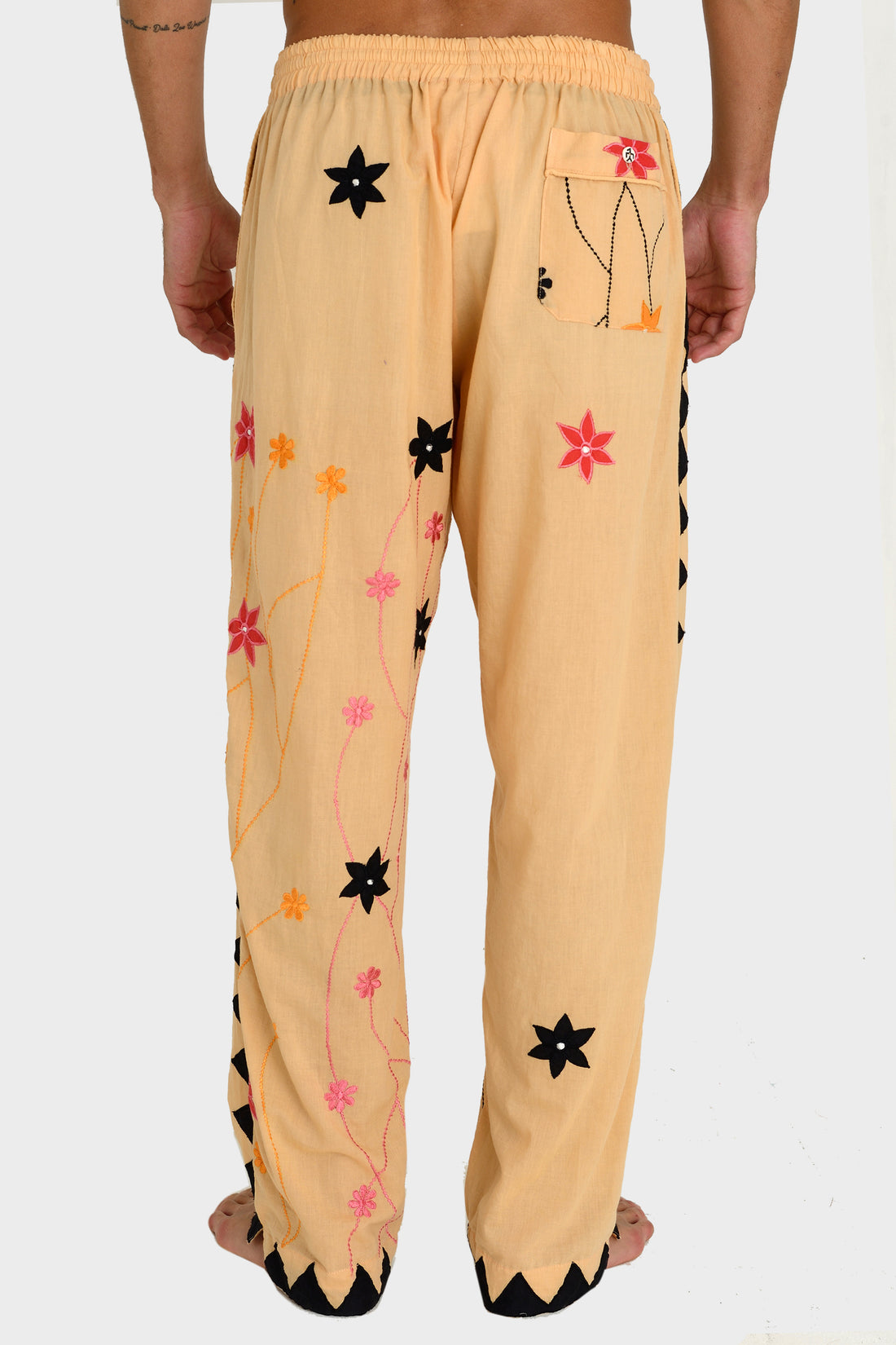 Pavlo - Cotton Voile Applique Pants With Hand Carved Bone Buttons (7394724708548)