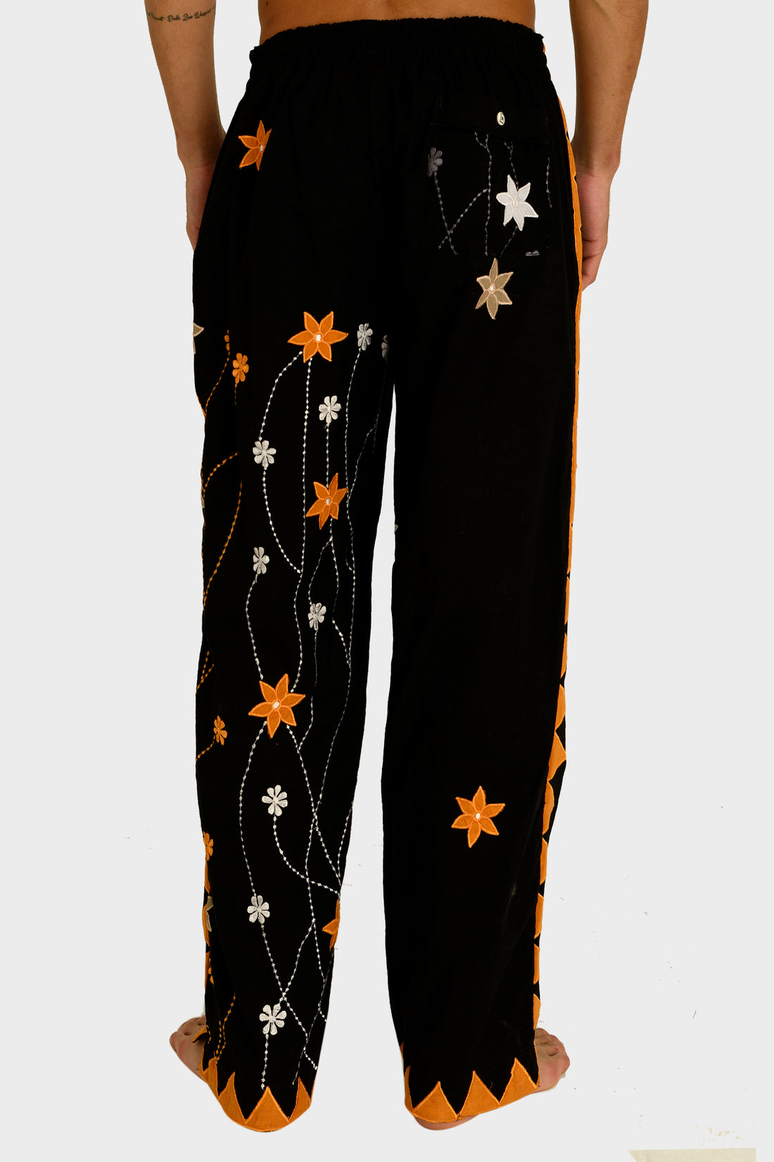 Pavlo - Cotton Voile Applique Pants With Hand Carved Bone Buttons (7394724708548)