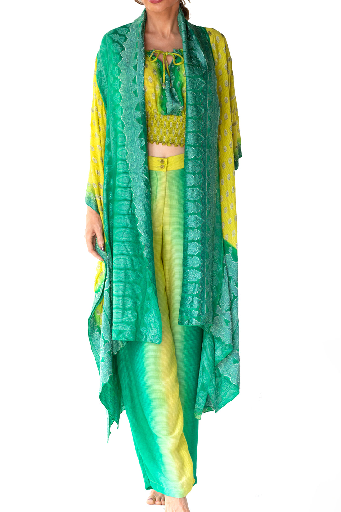 Lavani - Hand Cut Silk Degrade Classic Long Cape (7123773391044)