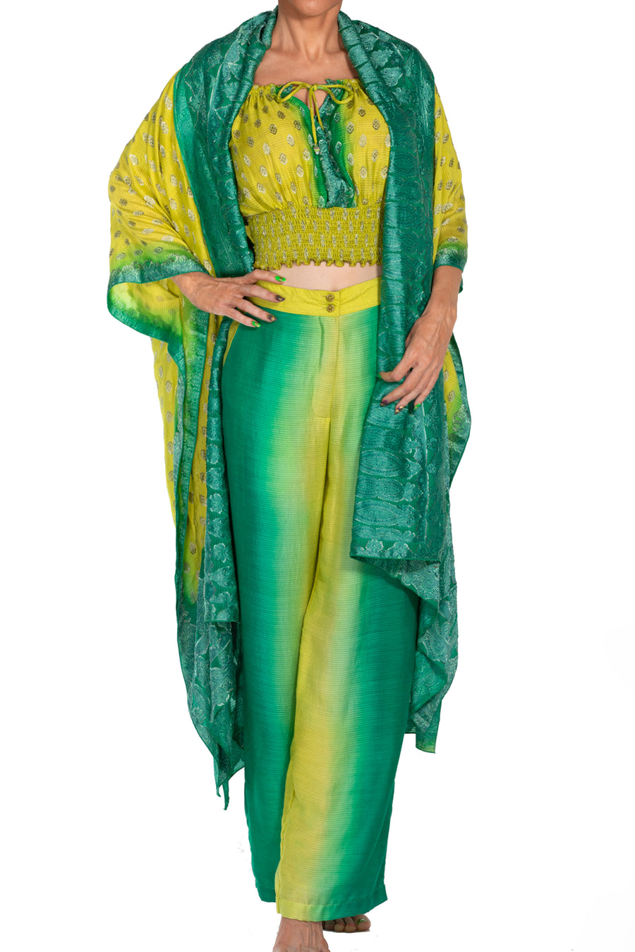 Lavani - Hand Cut Silk Degrade Classic Long Cape (7123773391044)