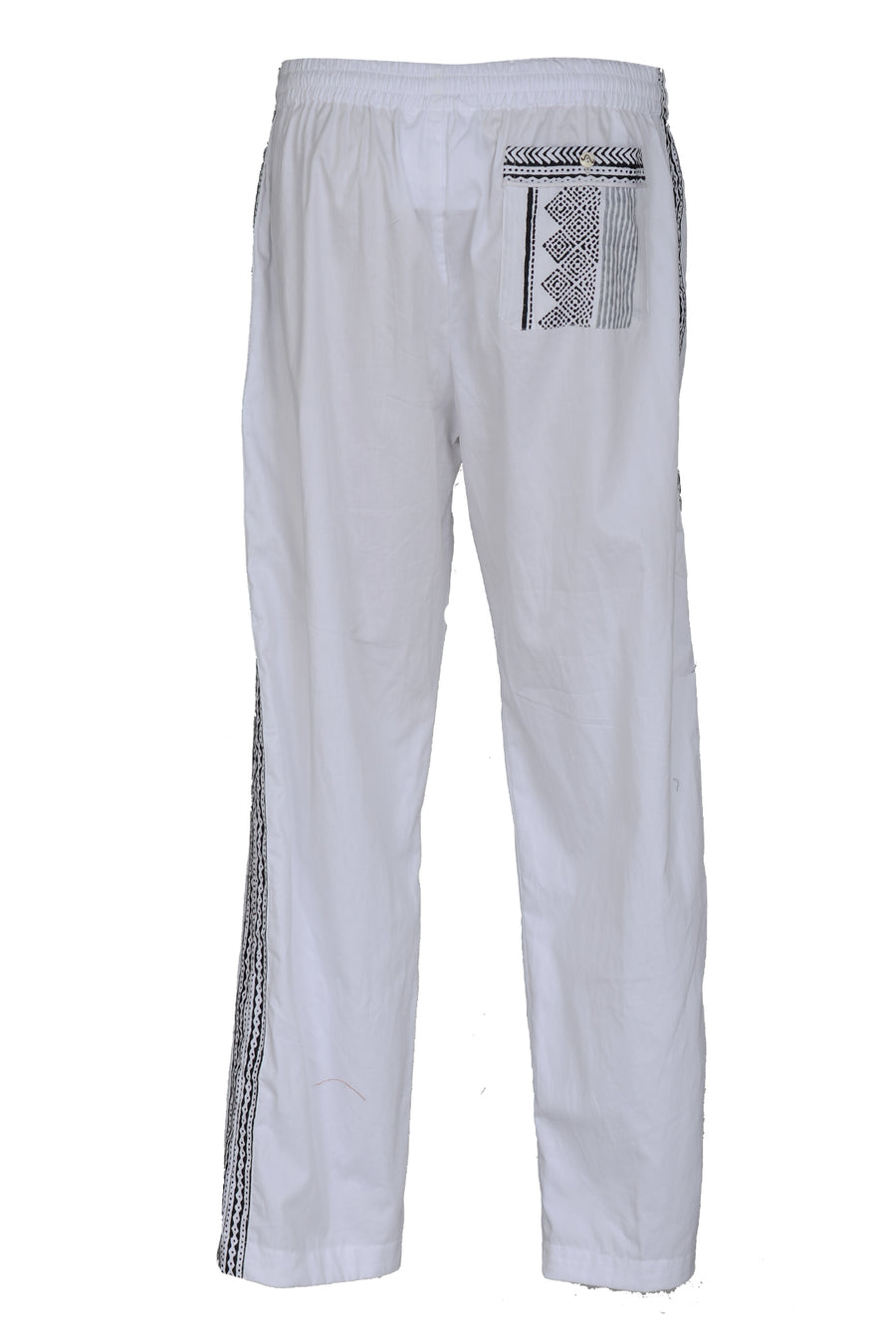 Lio Pants - Cotton Twill Carved Wood Block Print with Hand Carved Bone Buttons (7305853239492)