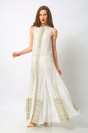 Classic Indy Dress - Hand Cut Silk With Hand Beaded Buttons (315745271849)