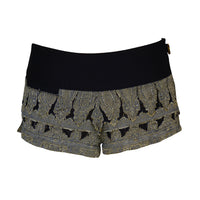 Daisy Silk Fitted Shorts- Hand Cut Silk With Hand Beaded Zipper (315444166697)