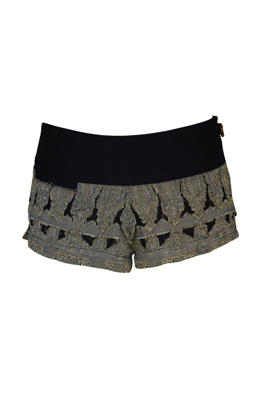 Daisy Silk Fitted Shorts- Hand Cut Silk With Hand Beaded Zipper (315444166697)