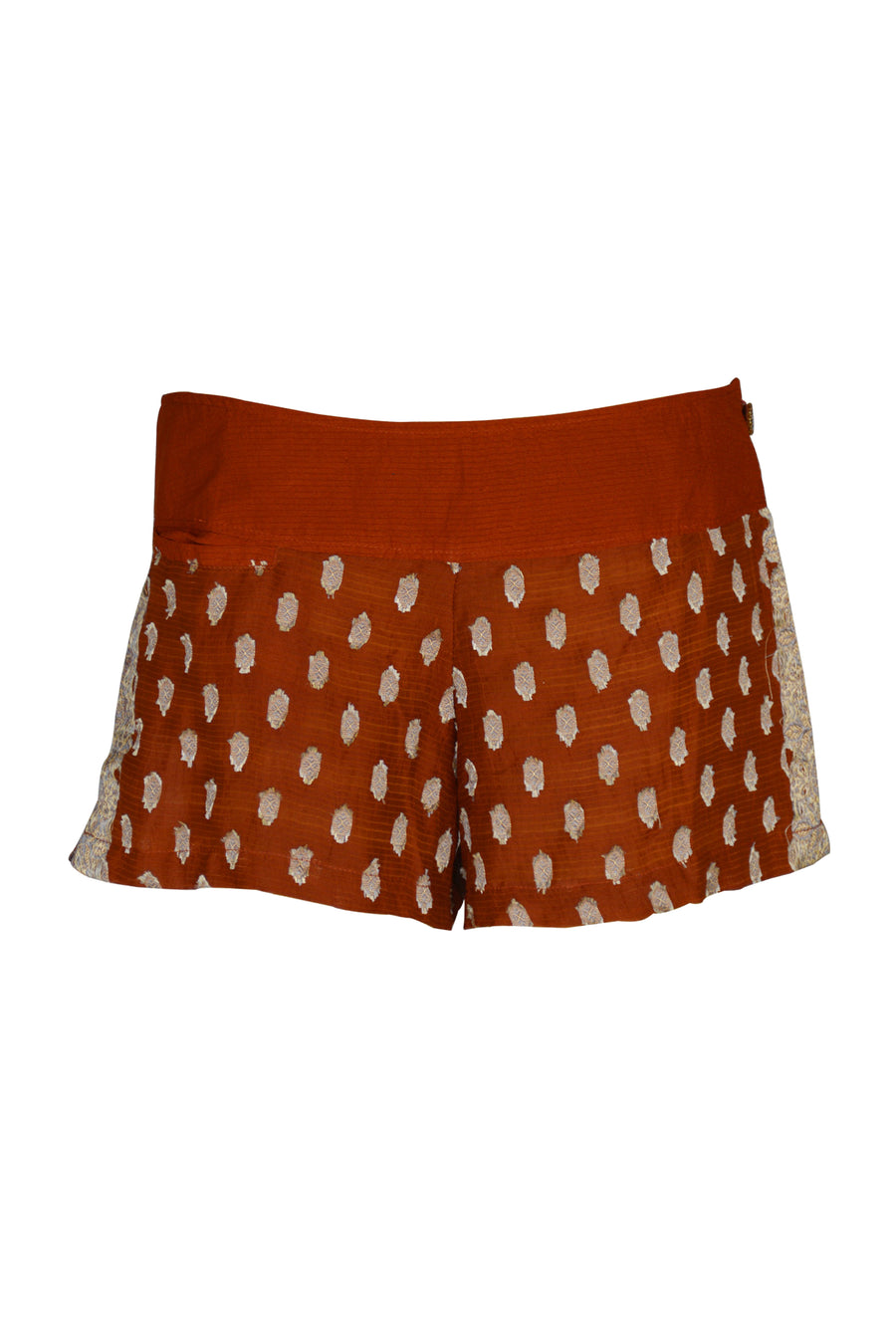 Daisy Silk Fitted Shorts- Hand Cut Silk With Hand Beaded Zipper (315444166697)