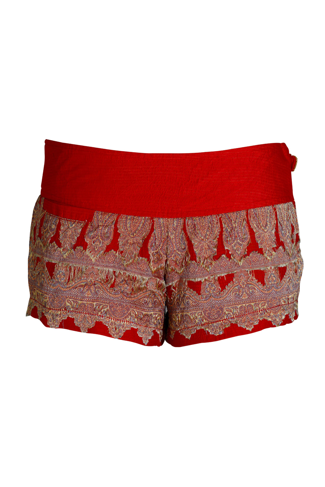 Daisy Silk Fitted Shorts- Hand Cut Silk With Hand Beaded Zipper (315444166697)