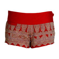 Daisy Silk Fitted Shorts- Hand Cut Silk With Hand Beaded Zipper (315444166697)