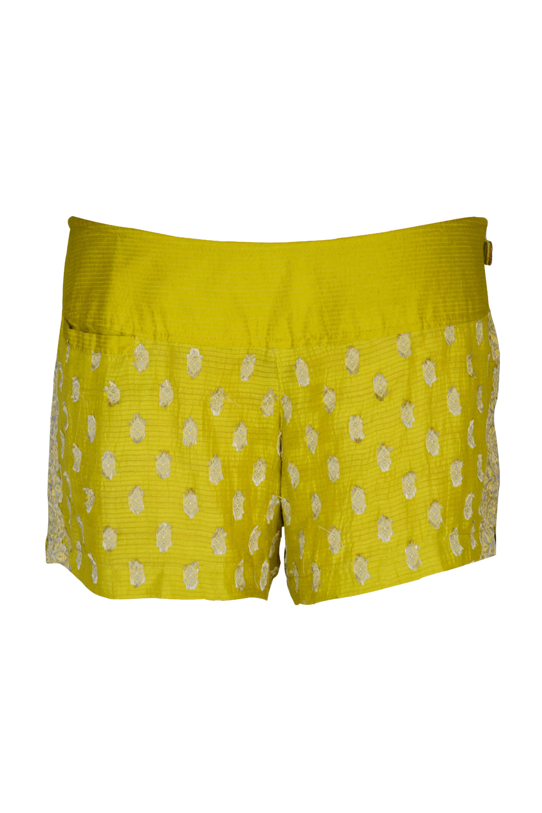 Daisy Silk Fitted Shorts- Hand Cut Silk With Hand Beaded Zipper (315444166697)