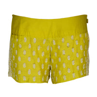 Daisy Silk Fitted Shorts- Hand Cut Silk With Hand Beaded Zipper (315444166697)