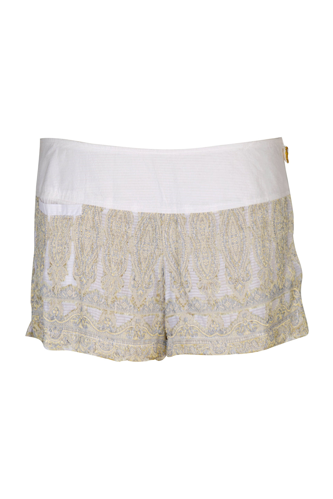 Daisy Silk Fitted Shorts- Hand Cut Silk With Hand Beaded Zipper (315444166697)