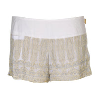 Daisy Silk Fitted Shorts- Hand Cut Silk With Hand Beaded Zipper (315444166697)