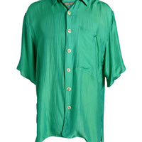 David - Silk Cotton Men's Shirt With Hand Carved Bone Buttons (315763261481)