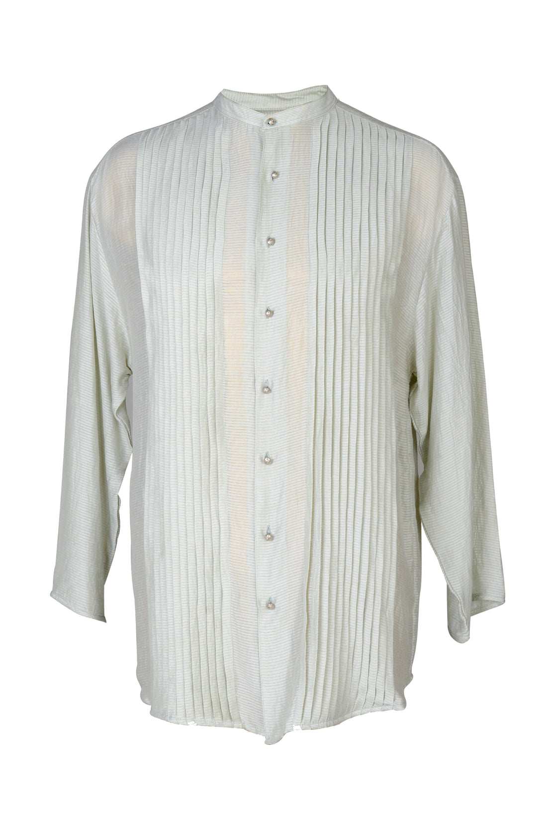 Raymond - Silk Cotton With Pleated Detail with Hand Carved Bone Buttons (4458553245801)