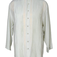 Raymond - Silk Cotton With Pleated Detail with Hand Carved Bone Buttons (4458553245801)