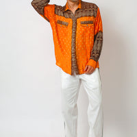 Calvin - Hand Cut Silk Degrade Long Sleeves Men Shirt (7276482363588)