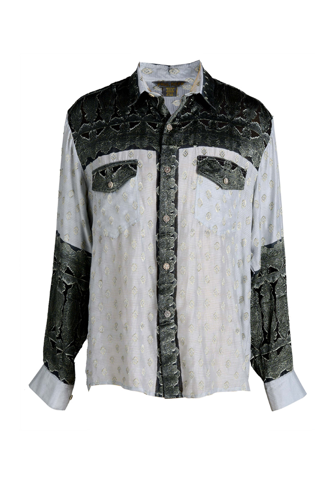 Calvin - Hand Cut Silk Degrade Long Sleeves Men Shirt (7276482363588)