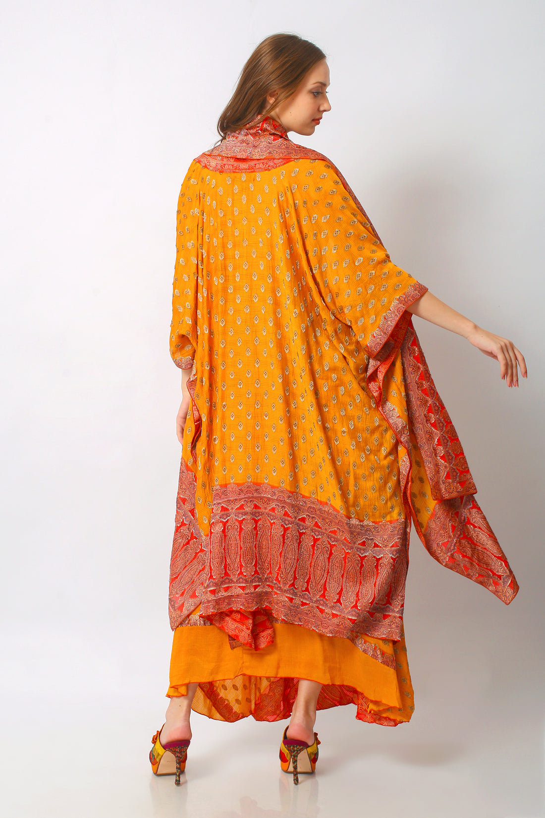 Lavani - Hand Cut Silk Degrade Classic Long Cape (7123773391044)