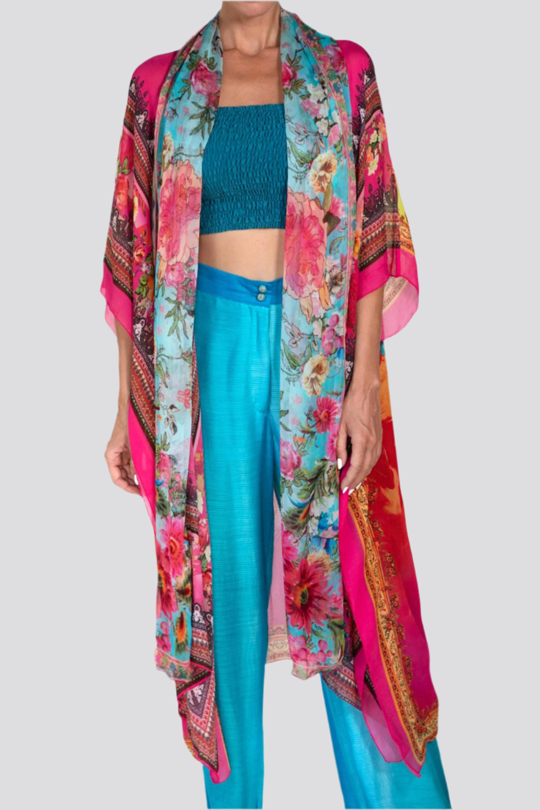 Laurelynn - Rayon Georgette Chiffon Digital Print Long Jacket. (7126054371524)