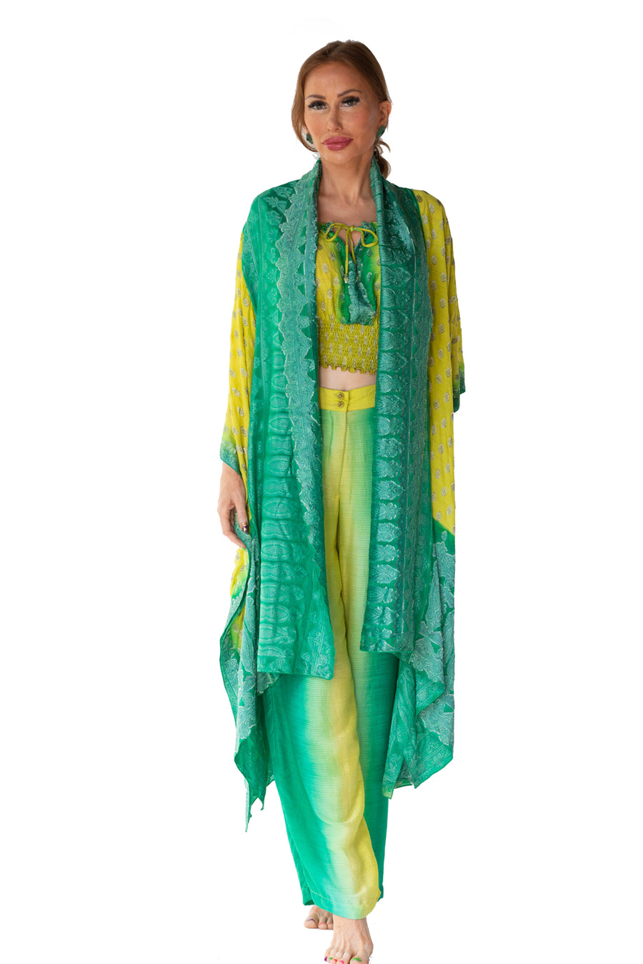 Lavani - Hand Cut Silk Degrade Classic Long Cape (7123773391044)