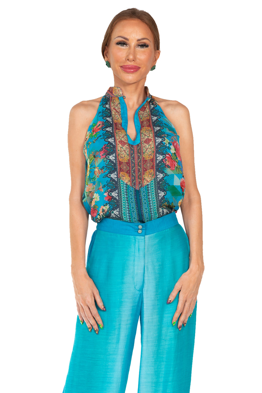 Jovanka - Georgette Digital Print Sleeveless Top (7105981022404)