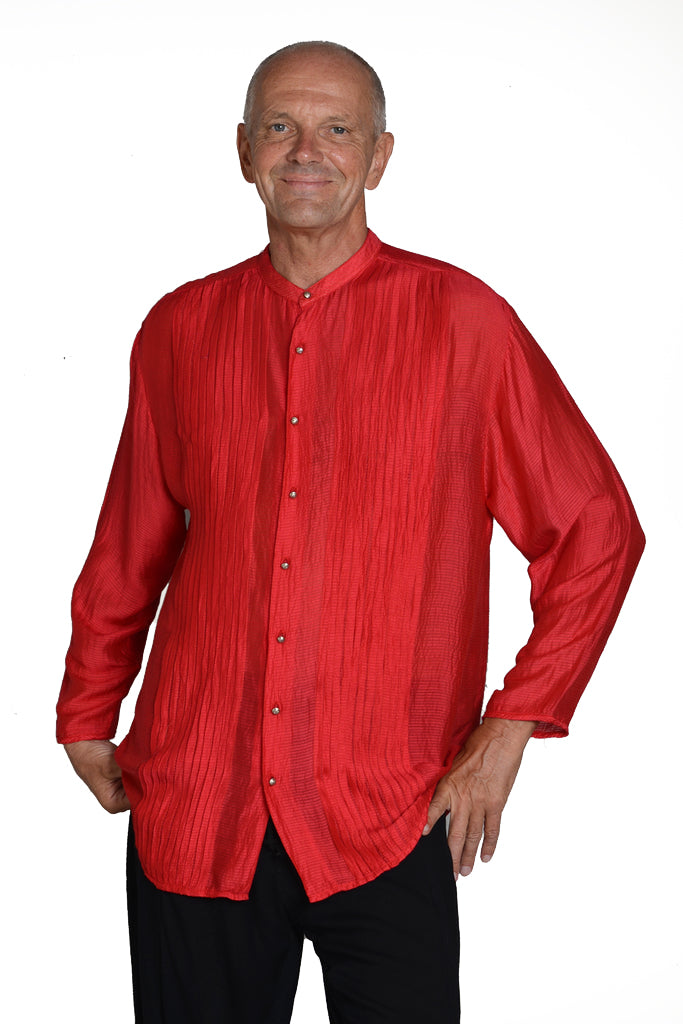 Raymond - Silk Cotton With Pleated Detail with Hand Carved Bone Buttons (4458553245801)