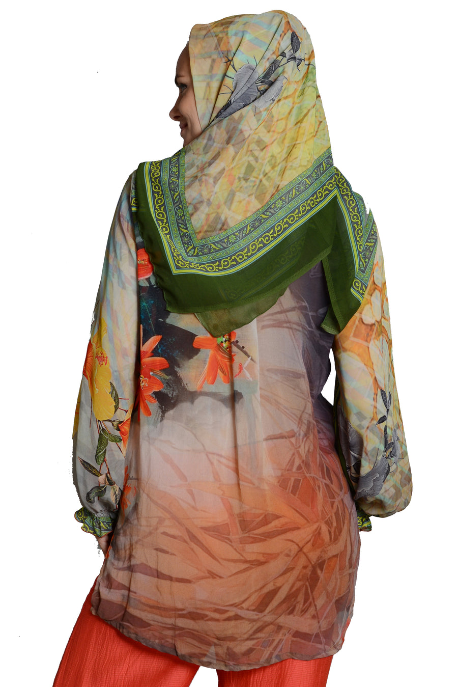 Oleander Chiffon Georgette Square Scarf (6890216849604)