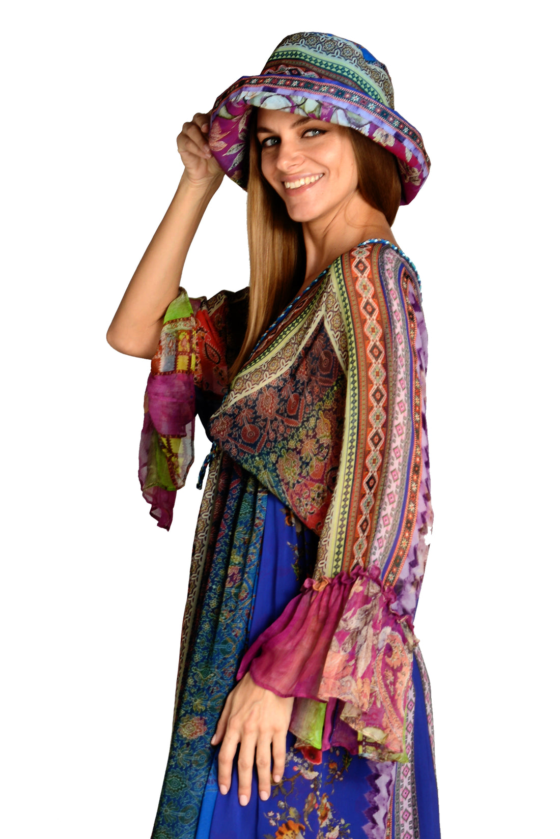 Fletcher Hat - Original Tribal Print Rayon Digital Georgette (7329606598852)