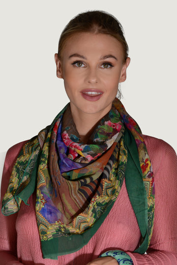 Ethnic Nature Chiffon Georgette Square Scarf (3699604389993)