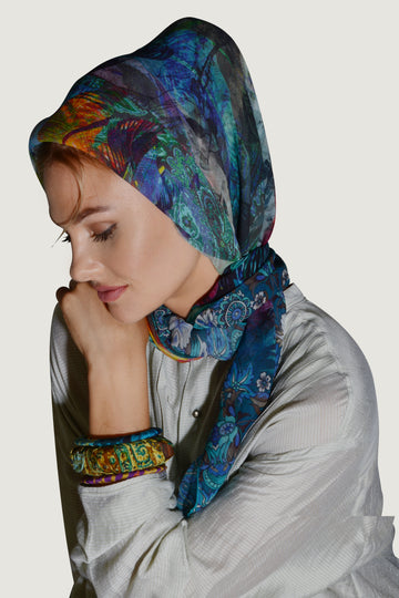 Ethnic Nature Chiffon Georgette Square Scarf (3699573522537)