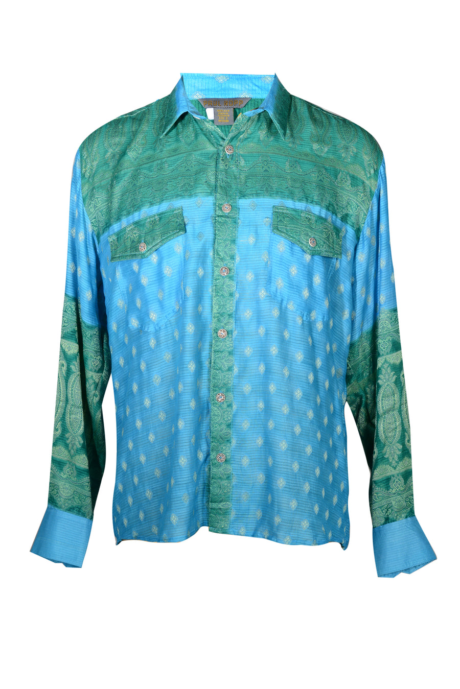 Calvin - Hand Cut Silk Degrade Long Sleeves Men Shirt (7276482363588)